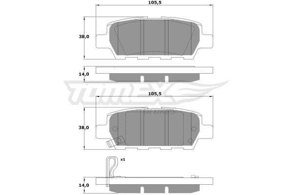 TOMEX BRAKES Piduriklotsi komplekt,ketaspidur TX 14-21